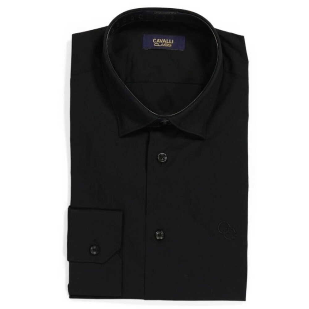 Cavalli Class Mens Black Slim Fit Dress Shirt 15 NEW NWT